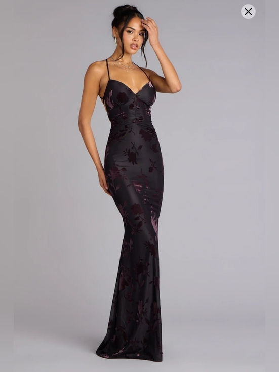 Windsor Dresses & Skirts - Black, Floral Satin Evening Gown